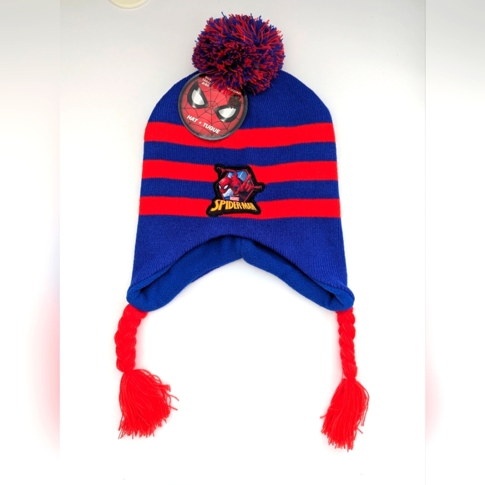 NWT Marvel Spiderman Kids Winter Hat/Chook/ Tuque With Fleece Lining